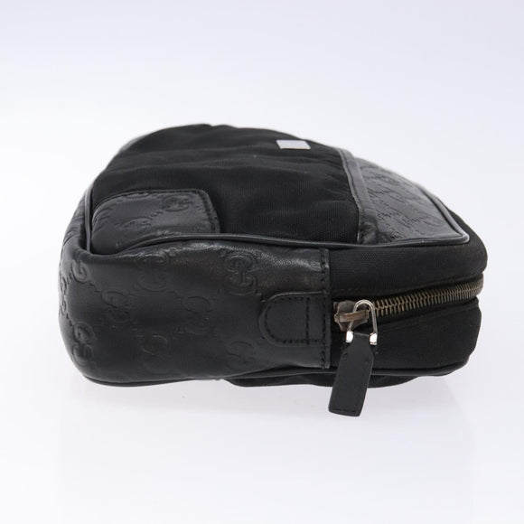 GUCCI GG Canvas Guccissima Clutch Bag Leather nylon Black 162782 Auth bs28636