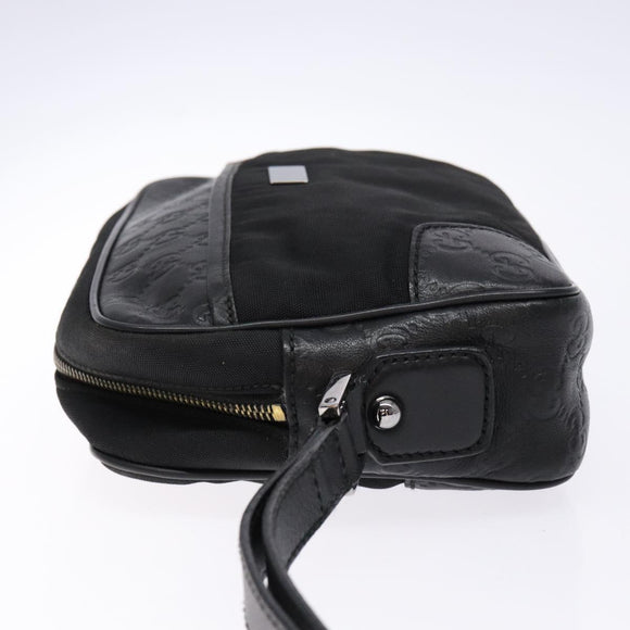 GUCCI GG Canvas Guccissima Clutch Bag Leather nylon Black 162782 Auth bs28636