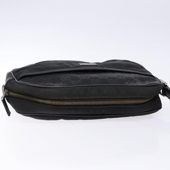 GUCCI GG Canvas Guccissima Clutch Bag Leather nylon Black 162782 Auth bs28636