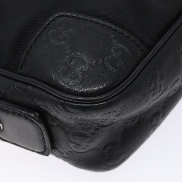 GUCCI GG Canvas Guccissima Clutch Bag Leather nylon Black 162782 Auth bs28636