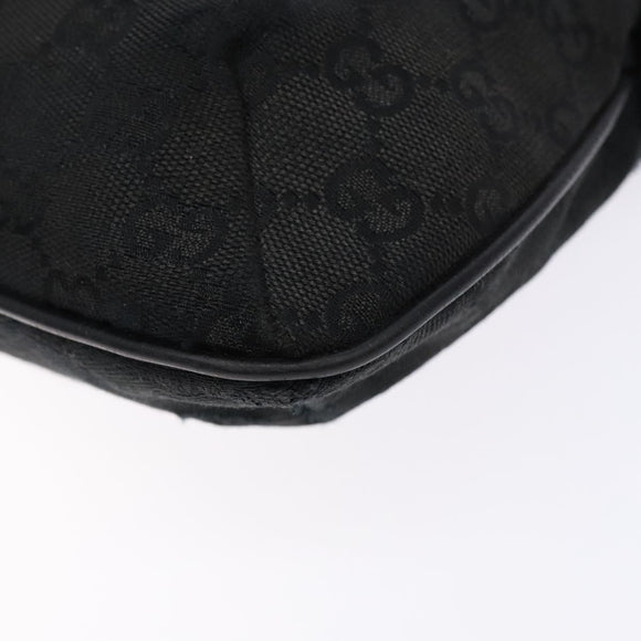 GUCCI GG Canvas Web Sherry Line Shoulder Bag Black Silver 189749 Auth bs28637