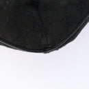 GUCCI GG Canvas Web Sherry Line Shoulder Bag Black Silver 189749 Auth bs28637-16