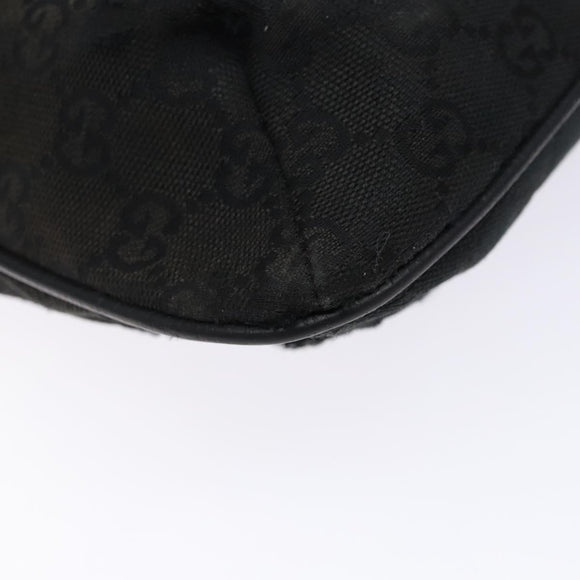 GUCCI GG Canvas Web Sherry Line Shoulder Bag Black Silver 189749 Auth bs28637