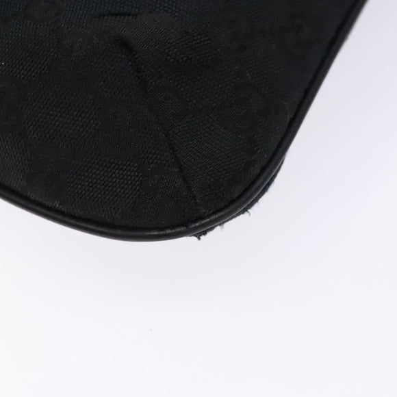 GUCCI GG Canvas Web Sherry Line Shoulder Bag Black Silver 189749 Auth bs28637