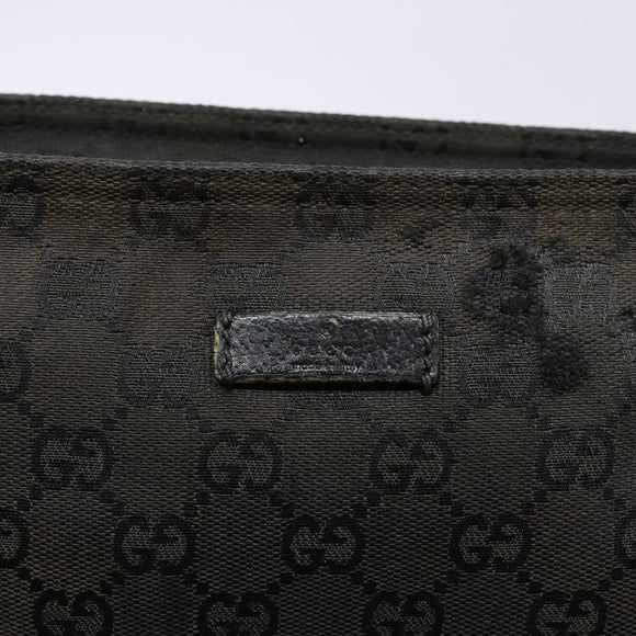 GUCCI GG Canvas Web Sherry Line Shoulder Bag Black Silver 189749 Auth bs28637