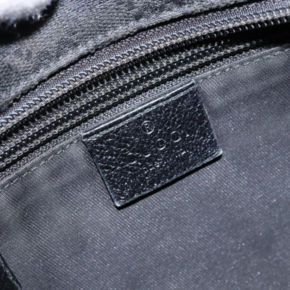 GUCCI GG Canvas Web Sherry Line Shoulder Bag Black Silver 189749 Auth bs28637