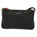 GUCCI GG Canvas Web Sherry Line Shoulder Bag Black Silver 189749 Auth bs28637-13