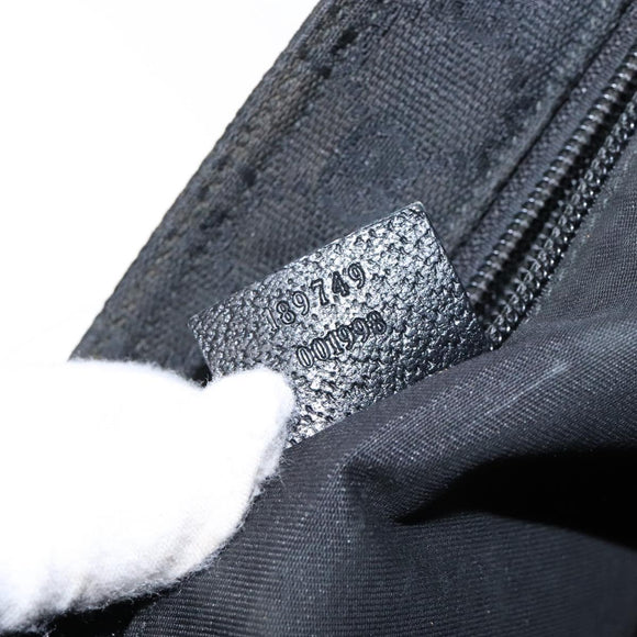 GUCCI GG Canvas Web Sherry Line Shoulder Bag Black Silver 189749 Auth bs28637