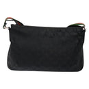 GUCCI GG Canvas Web Sherry Line Shoulder Bag Black Silver 189749 Auth bs28637-2