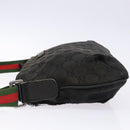 GUCCI GG Canvas Web Sherry Line Shoulder Bag Black Silver 189749 Auth bs28637-4