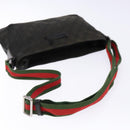 GUCCI GG Canvas Web Sherry Line Shoulder Bag Black Silver 189749 Auth bs28637-7