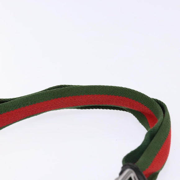 GUCCI GG Canvas Web Sherry Line Shoulder Bag Black Silver 189749 Auth bs28637