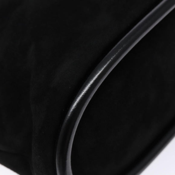 GUCCI Shoulder Bag Suede Black Gold Auth bs28638