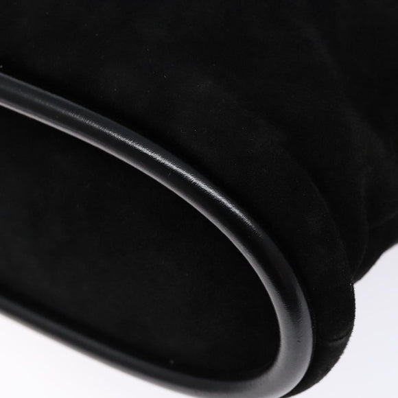 GUCCI Shoulder Bag Suede Black Gold Auth bs28638