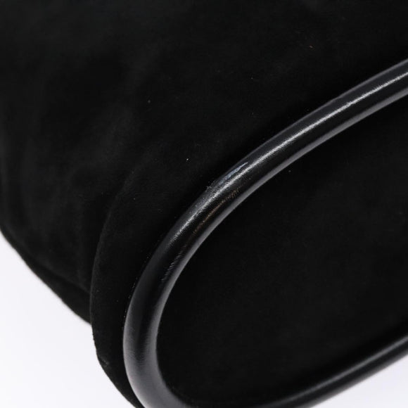 GUCCI Shoulder Bag Suede Black Gold Auth bs28638