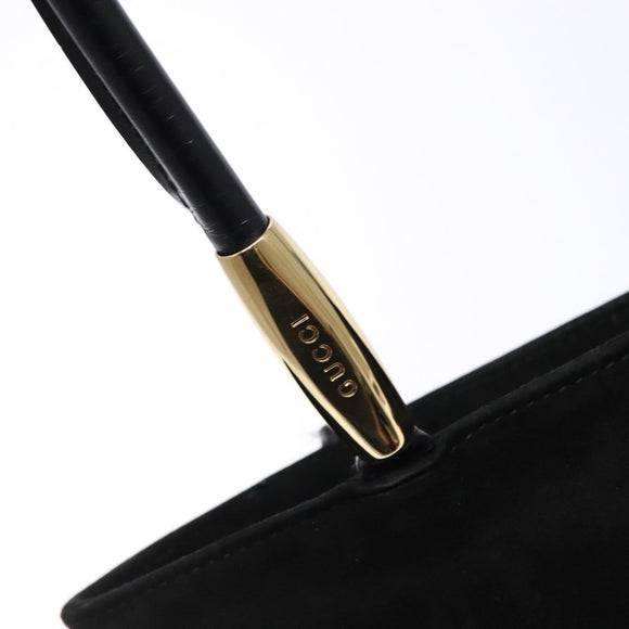GUCCI Shoulder Bag Suede Black Gold Auth bs28638