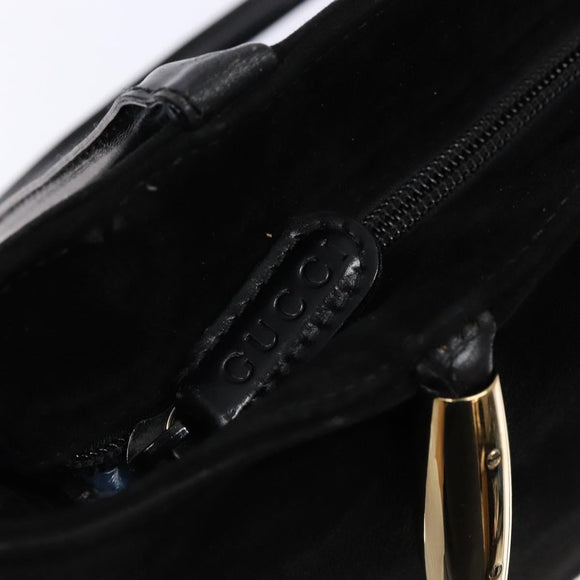 GUCCI Shoulder Bag Suede Black Gold Auth bs28638