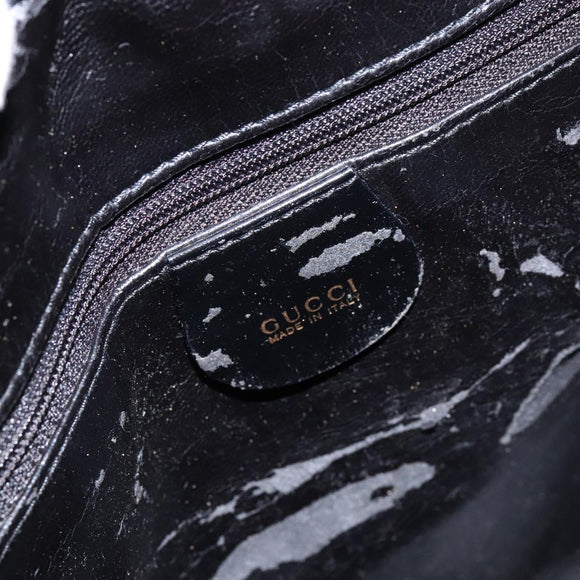 GUCCI Shoulder Bag Suede Black Gold Auth bs28638