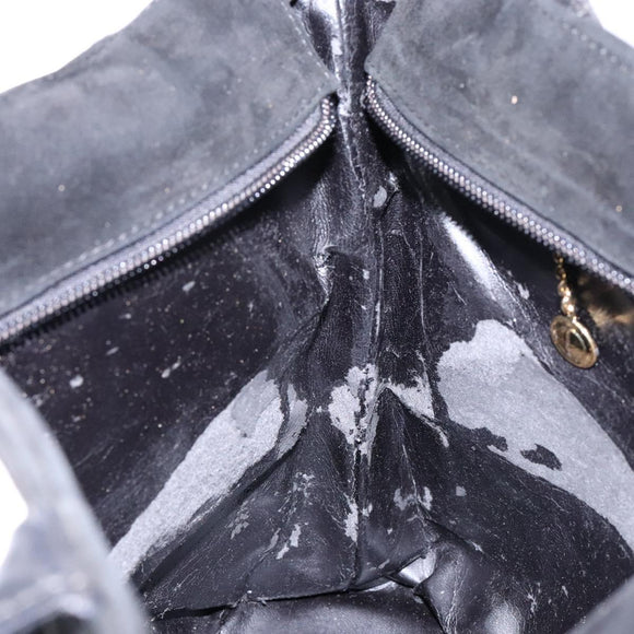 GUCCI Shoulder Bag Suede Black Gold Auth bs28638