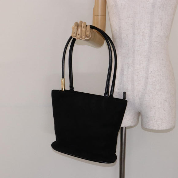GUCCI Shoulder Bag Suede Black Gold Auth bs28638