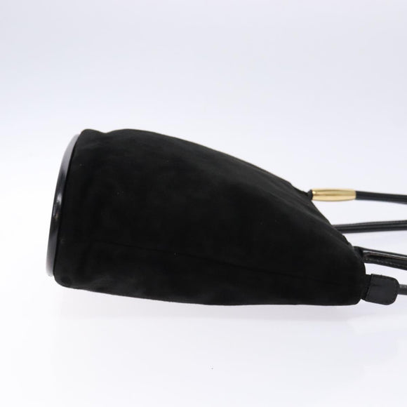 GUCCI Shoulder Bag Suede Black Gold Auth bs28638