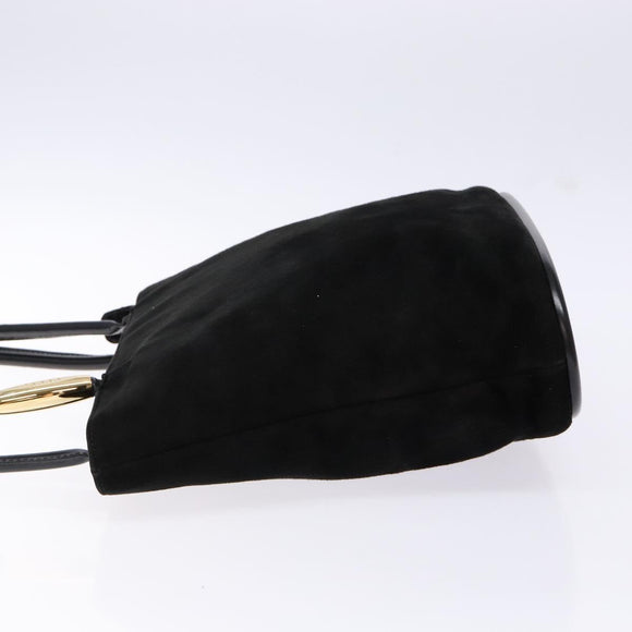 GUCCI Shoulder Bag Suede Black Gold Auth bs28638