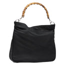 GUCCI Bamboo Shoulder Bag Nylon Black Silver 001 1553 1577 Auth bs28640-1