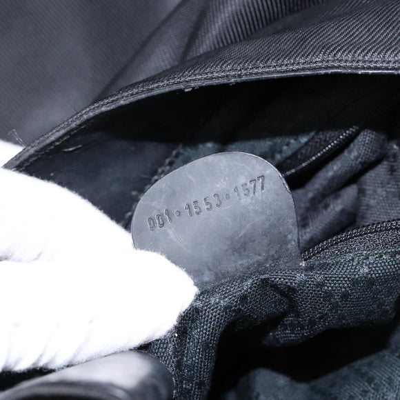 GUCCI Bamboo Shoulder Bag Nylon Black Silver 001 1553 1577 Auth bs28640