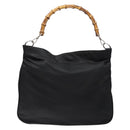 GUCCI Bamboo Shoulder Bag Nylon Black Silver 001 1553 1577 Auth bs28640-13