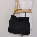 GUCCI Bamboo Shoulder Bag Nylon Black Silver 001 1553 1577 Auth bs28640-20