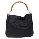 GUCCI Bamboo Shoulder Bag Nylon Black Silver 001 1553 1577 Auth bs28640-2