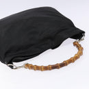 GUCCI Bamboo Shoulder Bag Nylon Black Silver 001 1553 1577 Auth bs28640-6