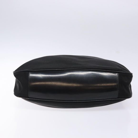 GUCCI Bamboo Shoulder Bag Nylon Black Silver 001 1553 1577 Auth bs28640