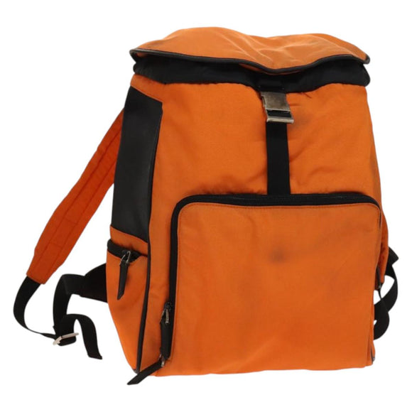 GUCCI Backpack Nylon Leather Orange Black Silver Auth bs28642