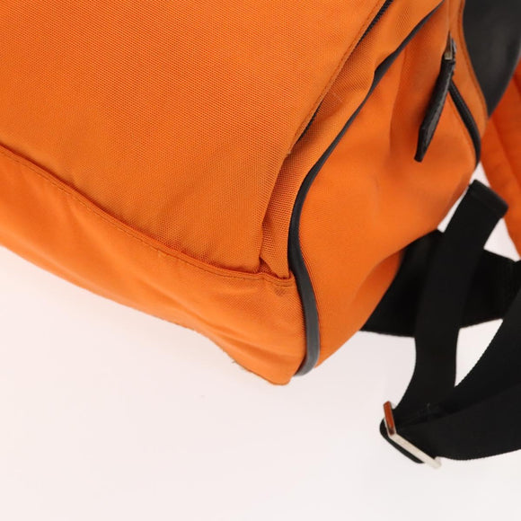 GUCCI Backpack Nylon Leather Orange Black Silver Auth bs28642