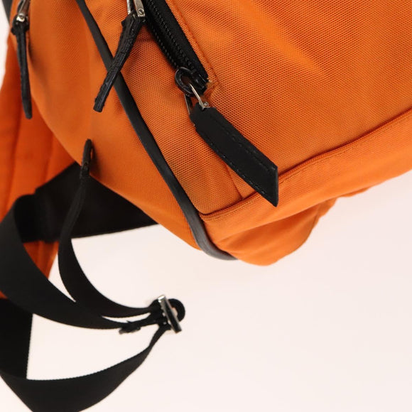 GUCCI Backpack Nylon Leather Orange Black Silver Auth bs28642