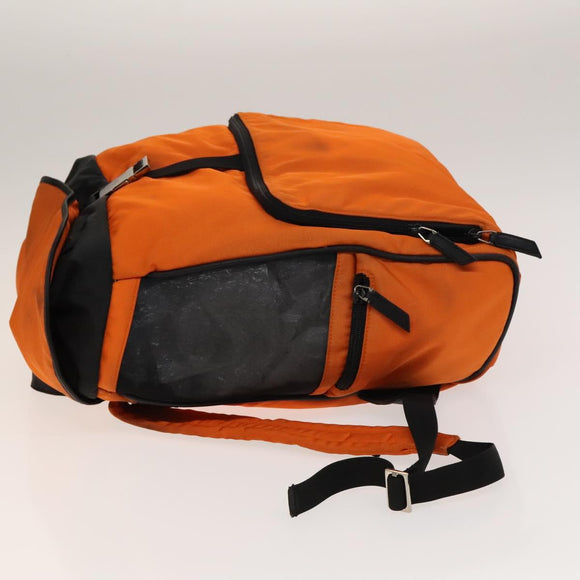 GUCCI Backpack Nylon Leather Orange Black Silver Auth bs28642