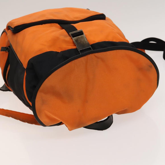 GUCCI Backpack Nylon Leather Orange Black Silver Auth bs28642