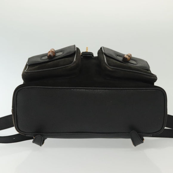 GUCCI Bamboo Backpack Suede Black Gold 003 1998 0016 Auth bs28645