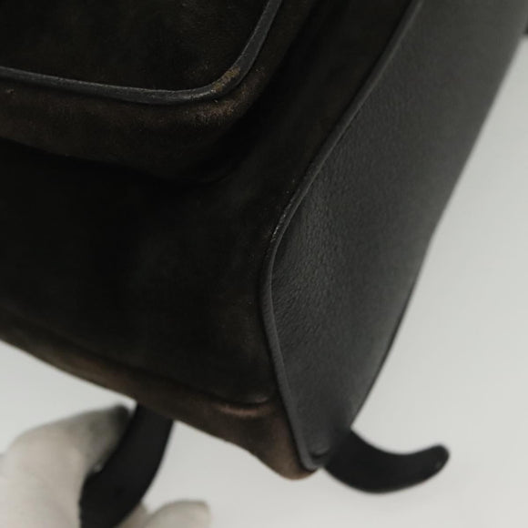GUCCI Bamboo Backpack Suede Black Gold 003 1998 0016 Auth bs28645