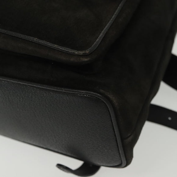 GUCCI Bamboo Backpack Suede Black Gold 003 1998 0016 Auth bs28645