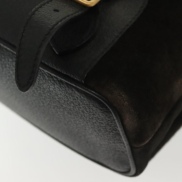 GUCCI Bamboo Backpack Suede Black Gold 003 1998 0016 Auth bs28645
