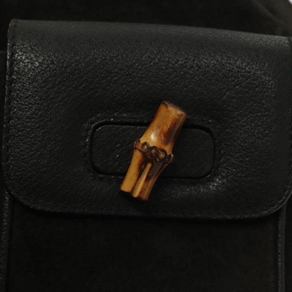 GUCCI Bamboo Backpack Suede Black Gold 003 1998 0016 Auth bs28645