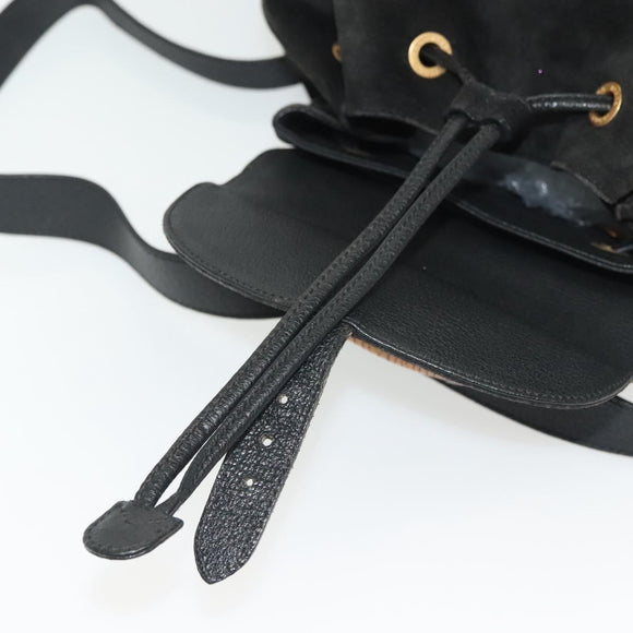 GUCCI Bamboo Backpack Suede Black Gold 003 1998 0016 Auth bs28645