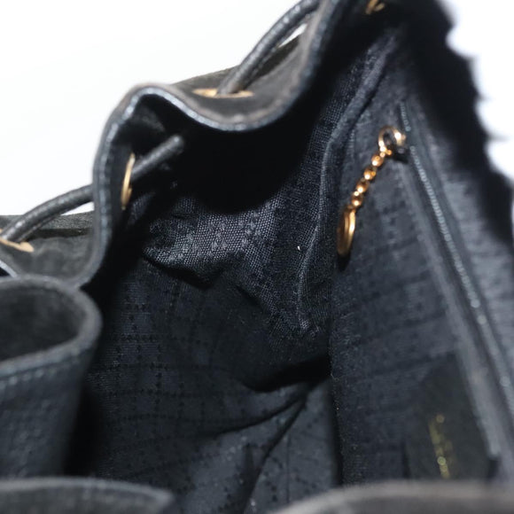 GUCCI Bamboo Backpack Suede Black Gold 003 1998 0016 Auth bs28645