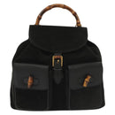 GUCCI Bamboo Backpack Suede Black Gold 003 1998 0016 Auth bs28645-13