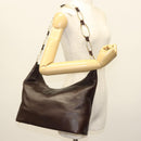GUCCI Shoulder Bag Leather Brown Gold 001 1998 1805 Auth bs28648-23