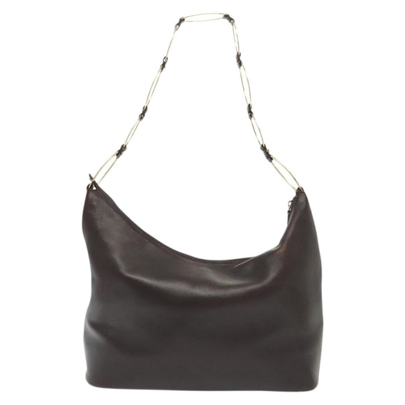 GUCCI Shoulder Bag Leather Brown Gold 001 1998 1805 Auth bs28648