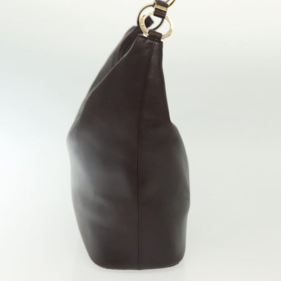 GUCCI Shoulder Bag Leather Brown Gold 001 1998 1805 Auth bs28648