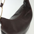 GUCCI Shoulder Bag Leather Brown Gold 001 1998 1805 Auth bs28648-6